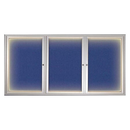 United Visual Products Crkboard, Lght, Fbrc, 3 Dr, Stn/Cobcc, 72x36" UV318ILED-SATIN-COBACC