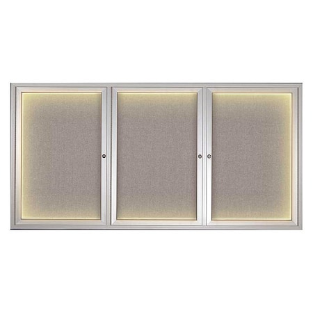 United Visual Products Crkboard, Lght, Fbrc, 3 Dr, Satin/Prl, 72x36" UV318ILED-SATIN-PEARL