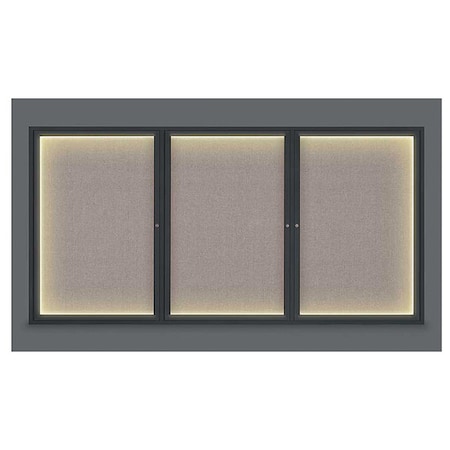 United Visual Products Corkboard, Lghtd, Fbrc, Blk/Prl, 3 Dr, 96x48" UV320ILED-BLACK-PEARL