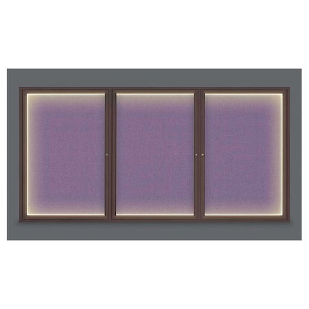 United Visual Products Crkboard, Lght, Fbrc, Brnz/Amth, 3 Dr, 96x48" UV320ILED-BRONZE-AMETHY
