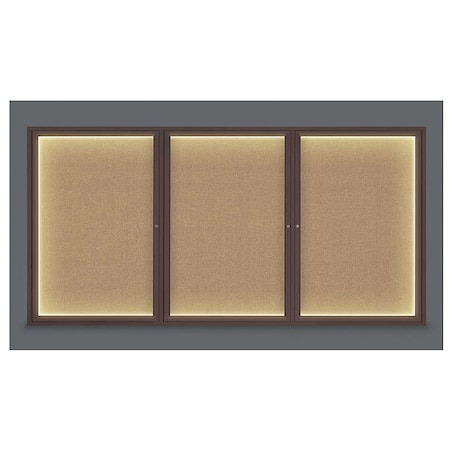 United Visual Products Corkboard, Lightd, Fbrc, Brnz/Buff, 3, 96x48" UV320ILED-BRONZE-BUFF