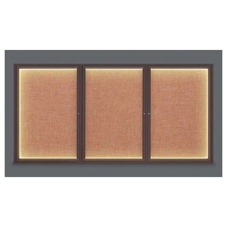United Visual Products Crkboard, Lght, Fbrc, Brnz/Cnna, 3 Dr, 96x48" UV320ILED-BRONZE-CINNABA