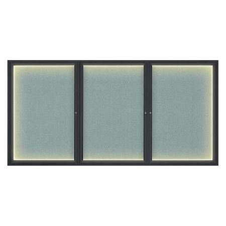 United Visual Products Corkboard, Lghtd, Fbrc, Blk/Cld, 3 Dr, 96x48" UV320ILED-BLACK-CLOUD