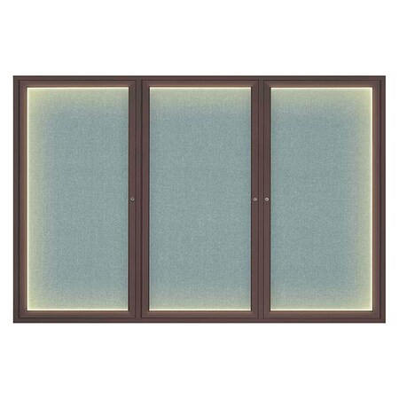 United Visual Products Corkboard, Lght, Fbrc, Brnz/Cld, 3 Dr, 72x48" UV319ILED-BRONZE-CLOUD