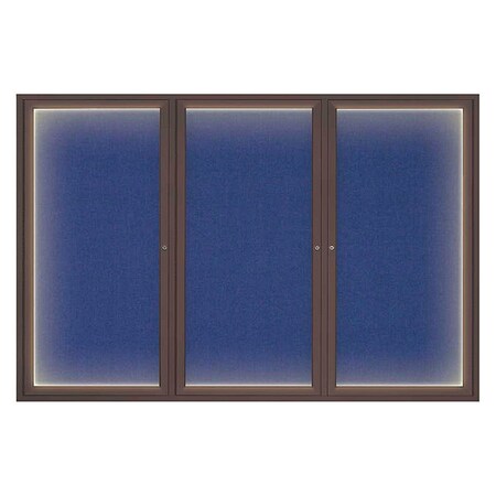 United Visual Products Corkboard, Lghtd, Fbrc, Brnz/Cobcc, 3, 72x48" UV319ILED-BRONZE-COBACC