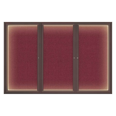 United Visual Products Crkboard, Lght, Fbrc, Brnz/Burg, 3 Dr, 72x48" UV319ILED-BRONZE-DBURGU