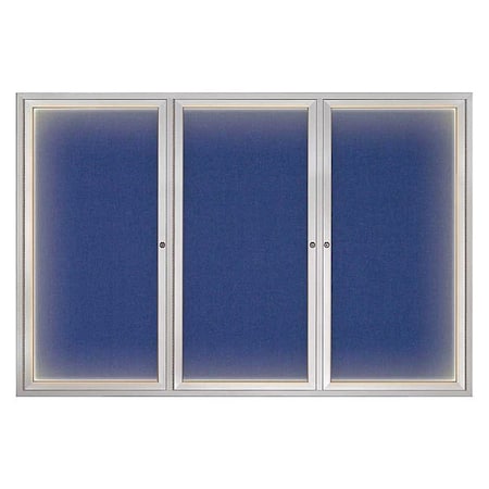 United Visual Products Crkboard, Lght, Fbrc, 3 Dr, Stn/Cobcc, 72x48" UV319ILED-SATIN-COBACC