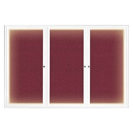 United Visual Products Corkboard, Lght, Fbrc, Wht/Burg, 3 Dr, 72x48" UV319ILED-WHITE-DBURGU