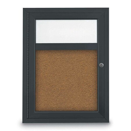 United Visual Products Corkboard, Header, Blk, Forbo, 1 Door, 18x24" UV329-BLACK-FORBO