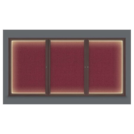 United Visual Products Crkboard, Lght, Fbrc, Brnz/Burg, 3 Dr, 96x48" UV320ILED-BRONZE-DBURGU