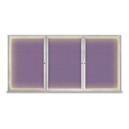 United Visual Products Corkboard, Lght, Fbrc, 3, Satin/Amthy, 96x48" UV320ILED-SATIN-AMETHY