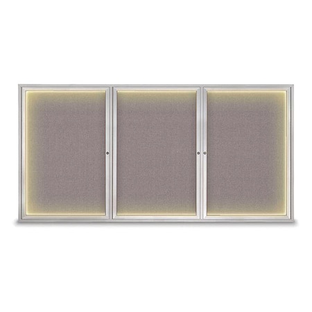 United Visual Products Crkboard, Lght, Fbrc, 3 Dr, Satin/Srf, 96x48" UV320ILED-SATIN-SURF