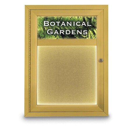 United Visual Products Crkboard, Lght, Hdr, Fbrc, Gld/Lime, 1, 18x24" UV329ILED-GOLD-KEYLIME