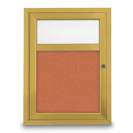 United Visual Products Crkboard, Hdr, Fbrc, Gold/Aprct, 1 Dr, 18x24" UV329-GOLD-APRICOT