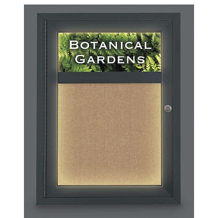 United Visual Products Crkbrd, Lght, Hdr, Fbrc, Blk/Bff, 1 Dr, 18x24" UV329ILED-BLACK-BUFF