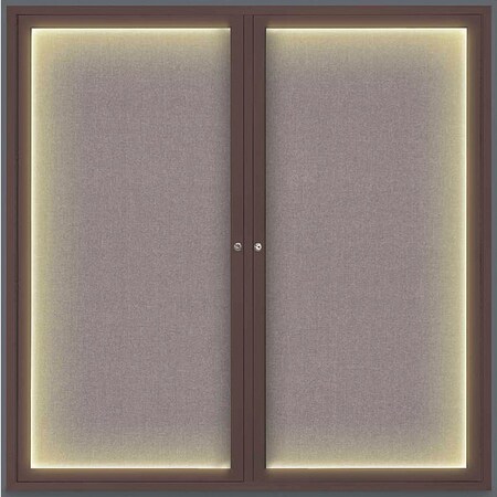 United Visual Products Crkboard, Lght, Fbrc, Brnz/Surf, 2 Dr, 48x48" UV305ILED5-BRONZE-SURF