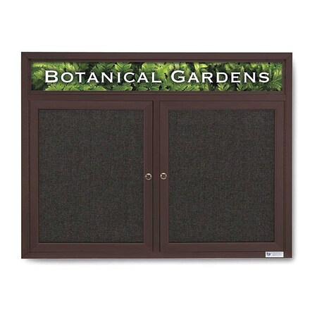 United Visual Products Corkboard, Hdr, Fbrc, Brnz/Blk, 2 Dr, 42x32" UV3305-BRONZE-BLACK