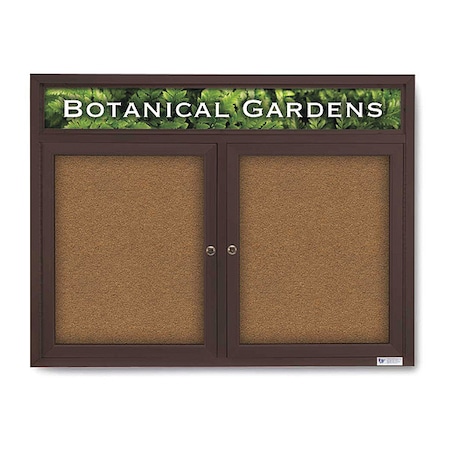 United Visual Products Corkboard, Header, Brnz, Forbo, 2 Dr, 42x32" UV3305-BRONZE-FORBO