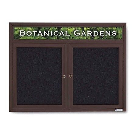 United Visual Products Corkboard, Header, Brnz, Rubber, 2 Dr, 42x32" UV3305-BRONZE-RUBBER