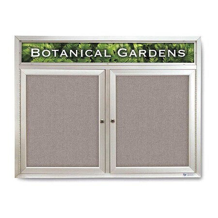 United Visual Products Corkboard, Hdr, Fbrc, 2 Dr, Satin/Prl, 42x32" UV3305-SATIN-PEARL