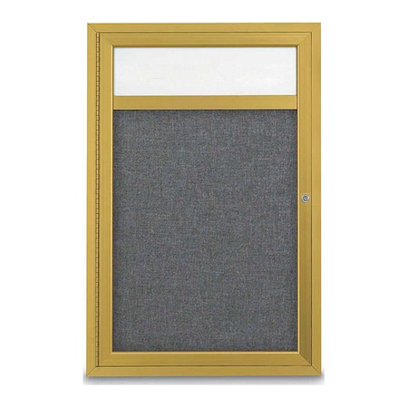 United Visual Products Corkboard, Hdr, Fbrc, Gold/Gry, 1 Dr, 24x36" UV330-GOLD-MEDGRY