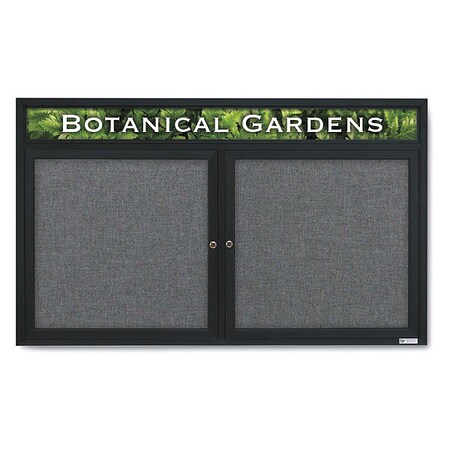 United Visual Products Corkboard, Headr, Fbrc, Blk/Gry, 2 Dr, 60x36" UV332-BLACK-MEDGRY