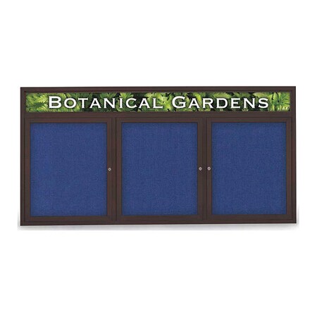 United Visual Products Crkboard, Hdr, Fbrc, Brnz/Cobcc, 3 Dr, 72x36" UV333-BRONZE-COBACC