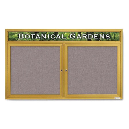 United Visual Products Corkboard, Hdr, Fbrc, Gold/Surf, 2 Dr, 60x36" UV332-GOLD-SURF