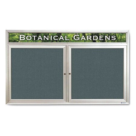 United Visual Products Corkboard, Hdr, Fbrc, 2 Dr, Satin/Blu, 60x36" UV332-SATIN-BLSPRU