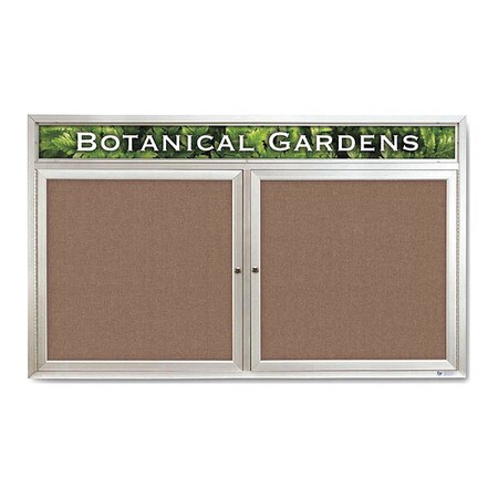 United Visual Products Crkboard, Hdr, Fbrc, 2 Dr, Satin/Pumc, 60x36" UV332-SATIN-PUMICE