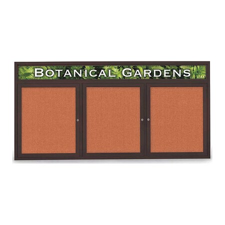 United Visual Products Crkboard, Hdr, Fbrc, Brnz/Aprct, 3 Dr, 72x36" UV333-BRONZE-APRICOT