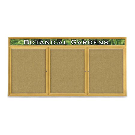 United Visual Products Corkboard, Fabric, Gold/Lime, 3 Door, 96x48" UV335-GOLD-KEYLIME