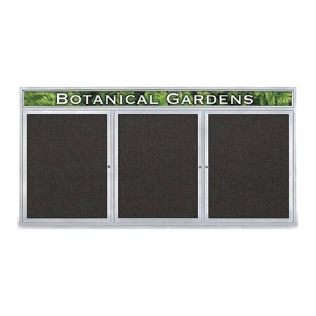 United Visual Products Corkboard, Fabric, 3 Door, Satin/Blk, 96x48" UV335-SATIN-BLACK