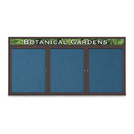 United Visual Products Corkboard, Fabric, Brnz/Ult, 3 Door, 96x48" UV335-BRONZE-ULTMAR