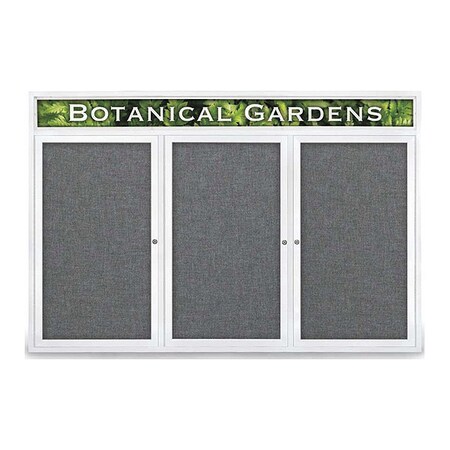 United Visual Products Corkboard, Headr, Fbrc, Wht/Gry, 3 Dr, 72x48" UV334-WHITE-MEDGRY