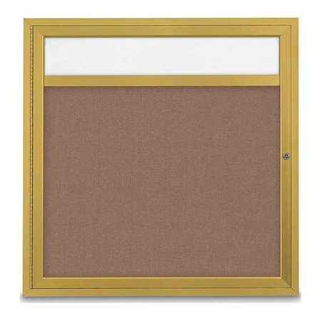 United Visual Products Corkboard, Hdr, Fbrc, Gold/Pumc, 1 Dr, 36x36" UV337-GOLD-PUMICE