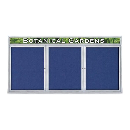 United Visual Products Corkboard, Fbrc, 3 Door, Satin/Cobcc, 96x48" UV335-SATIN-COBACC