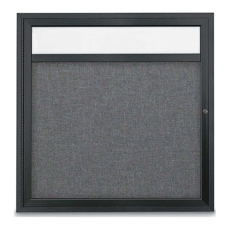 United Visual Products Corkboard, Headr, Fbrc, Blk/Gry, 1 Dr, 36x36" UV337-BLACK-MEDGRY