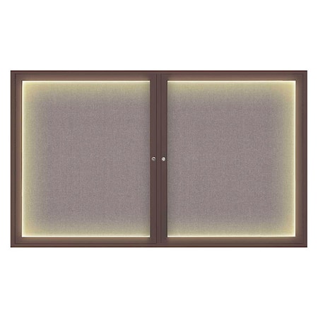 United Visual Products Crkboard, Lght, Fbrc, Brnz/Surf, 2 Dr, 60x36" UV317ILED-BRONZE-SURF