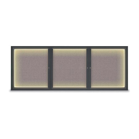 United Visual Products Corkboard, Lght, Fbrc, Blk/Surf, 3 Dr, 96x36" UV306ILED5-BLACK-SURF