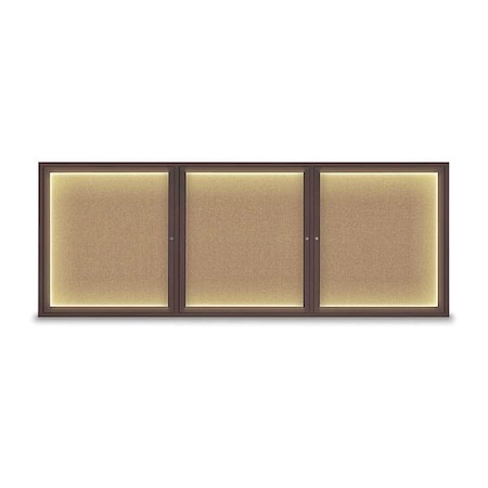 United Visual Products Corkboard, Lightd, Fbrc, Brnz/Buff, 3, 96x36" UV306ILED5-BRONZE-BUFF