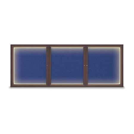 United Visual Products Corkboard, Lghtd, Fbrc, Brnz/Cobcc, 3, 96x36" UV306ILED5-BRONZE-COBACC