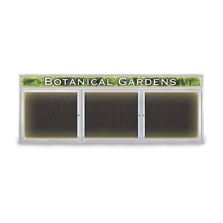 United Visual Products Corkboard, Fbrc, Hdr, Satin/Blk, 3 Dr, 96x36" UV306HILED5-SATIN-BLACK