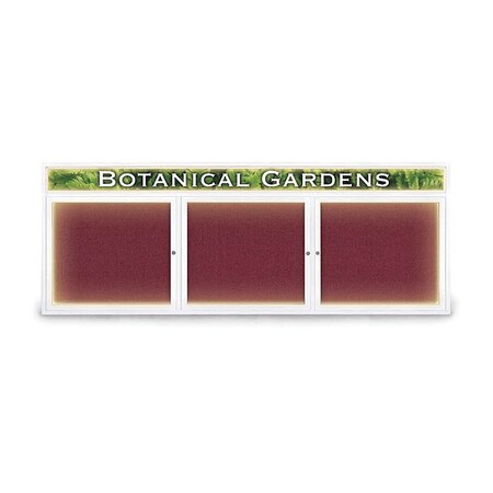 United Visual Products Corkboard, Fbrc, Hdr, Wht/Burg, 3 Dr, 96x36" UV306HILED5-WHITE-DBURGU