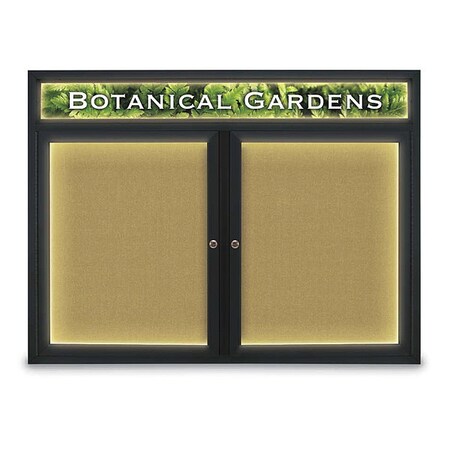 United Visual Products Crkboard, Hdr, Lght, Fbrc, Blk/Lime, 2, 48x36" UV351ILED-BLACK-KEYLIME