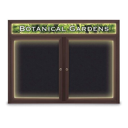 United Visual Products Crkbrd, Lght, Hdr, Brnz, Rubber, 2 Dr, 48x36" UV351ILED-BRONZE-RUBBER