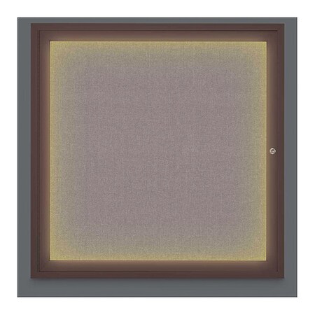 United Visual Products Corkboard, Lighted, Fabrc, Brnz, 1 Dr, 36x36" UV302ILED-BRONZE-SURF