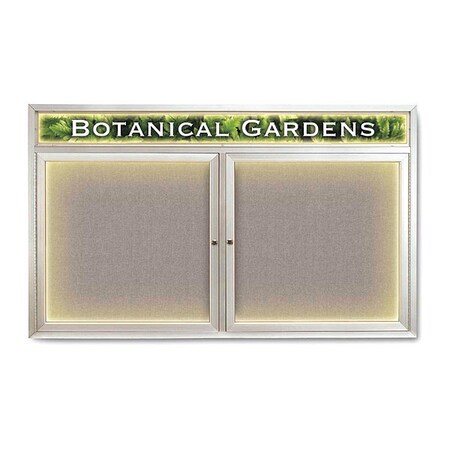 United Visual Products Crkbrd, Hdr, Lght, Fbrc, 2 Dr, Stn/Prl, 60x36" UV352ILED-SATIN-PEARL