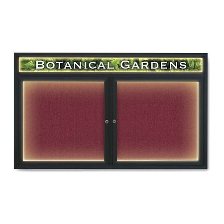 United Visual Products Crkboard, Lght, Hdr, Fbrc, Blk/Burg, 2, 60x36" UV352ILED-BLACK-DBURGU