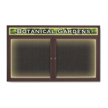 United Visual Products Crkboard, Hdr, Lght, Fbrc, Brnz/Blk, 2, 60x36" UV352ILED-BRONZE-BLACK